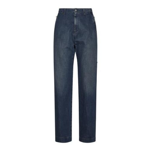 MM6 Maison Margiela Indigo Wide Leg Denim Jeans Blue, Herr