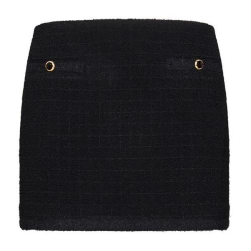Alessandra Rich Svart Tweed Boucle Mini Kjol Black, Dam