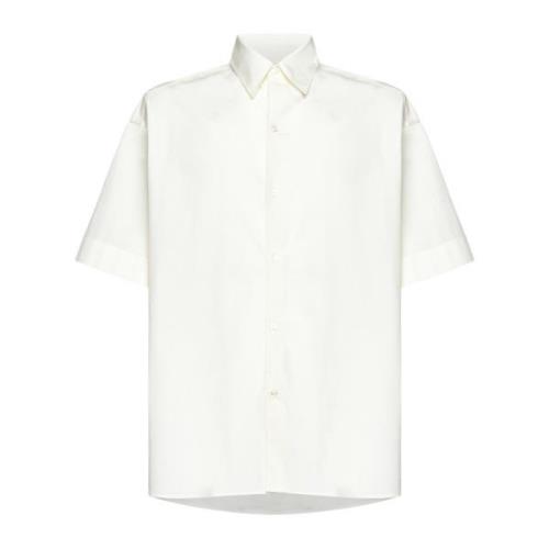Studio Nicholson Vit Poplin Skjorta med Spetskrage White, Herr