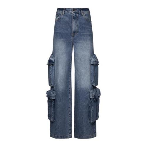 Amiri Indigo Denim Wide Leg Jeans Blue, Dam