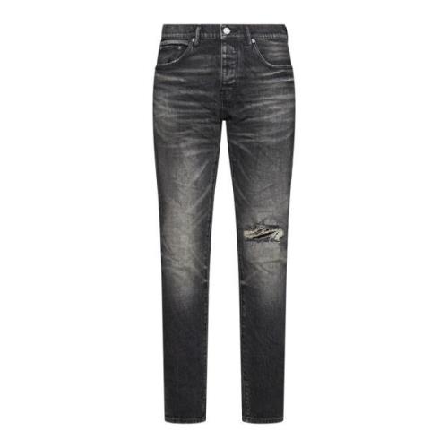 Purple Brand Svarta Mål-Splatter Denim Jeans Black, Herr