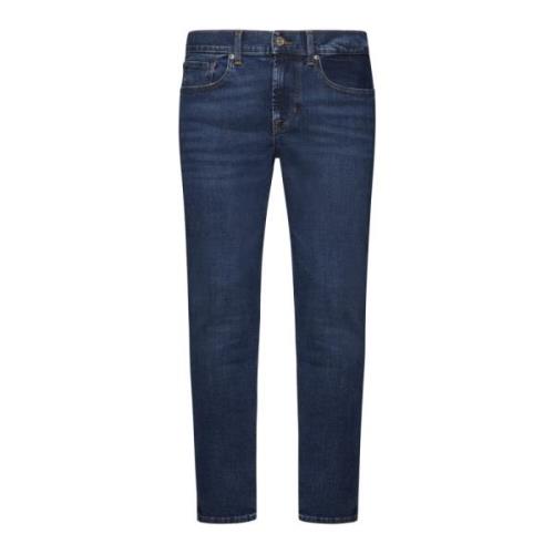 7 For All Mankind Blå Slimmy Tapered Stretch Jeans Blue, Herr