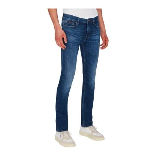 7 For All Mankind Klassisk Denim Jeans Kollektion Blue, Herr