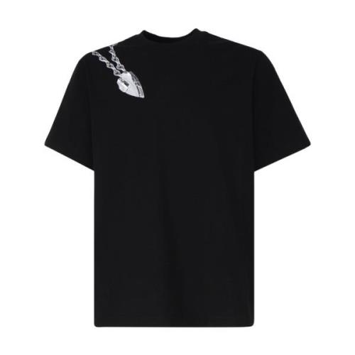 Burberry Svart Bomull T-shirt Rund Krage Korta ärmar Black, Herr