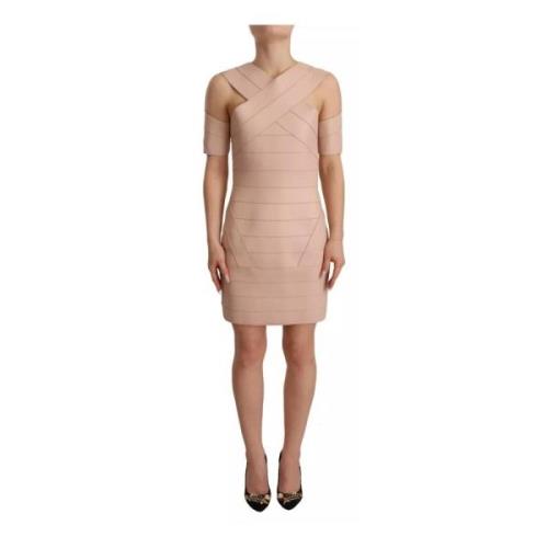 Dsquared2 Beige Läder Sheath Mini Klänning Beige, Dam