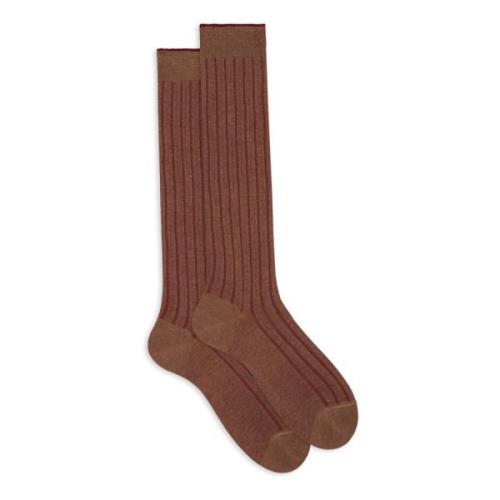 Gallo Beige Wide-Rib Cotton Socks Multicolor, Dam