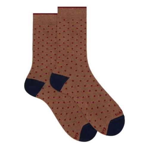 Gallo Beige Polka Dot Bomull Korta Strumpor Brown, Dam