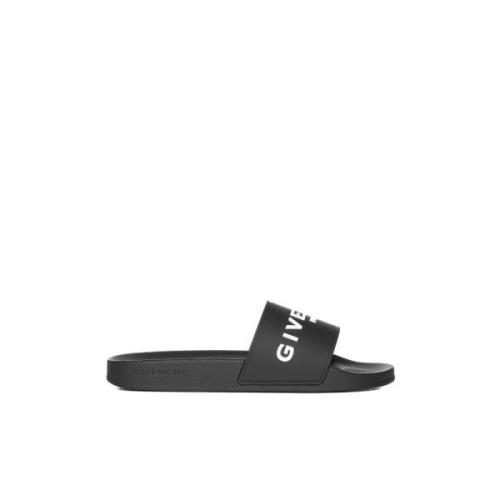 Givenchy Svarta Slide Platta Sandaler Black, Herr