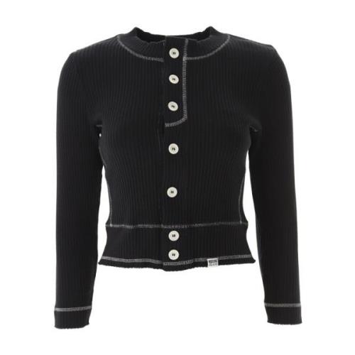 Moschino Räfflad Cardigan Topp i Svart Black, Dam