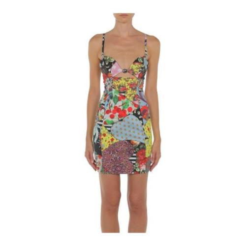 Moschino Patchwork Print Bomullsklänning Multicolor, Dam