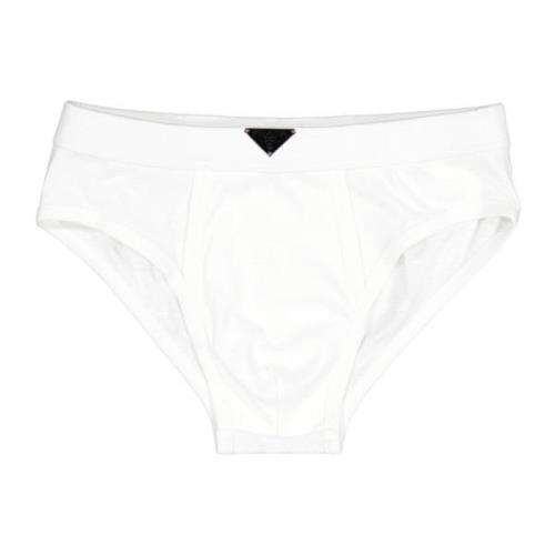 Prada Bomull Boxer Briefs Logo Metallplatta White, Herr