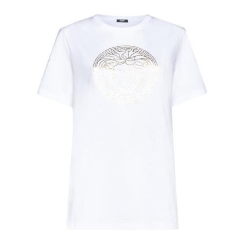 Versace Lyxig Medusa Head T-shirt Vit Guld White, Dam