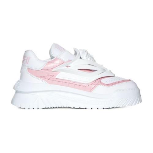 Versace Vit Rosa Panel Sneakers White, Dam