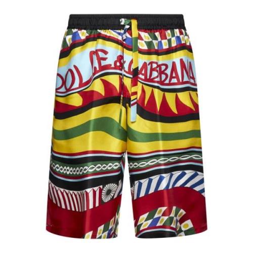 Dolce & Gabbana Carreto-print silke bermuda shorts Multicolor, Herr