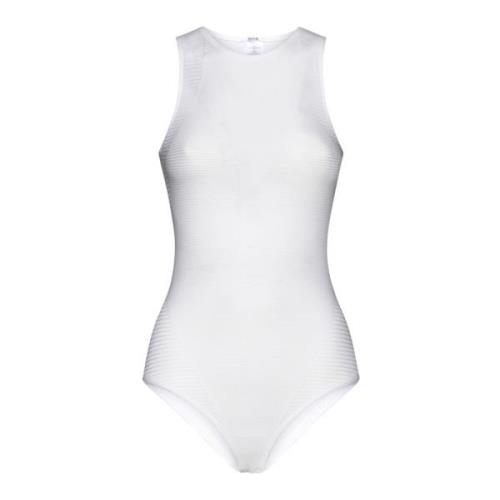 Wolford Vit Grid Net Body Top White, Dam