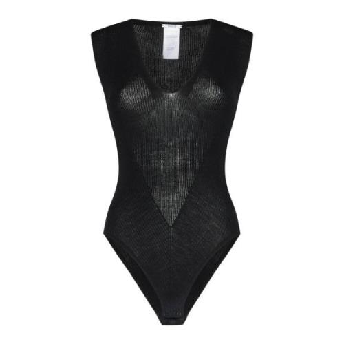 Wolford Svart Rib Net Body Top Black, Dam