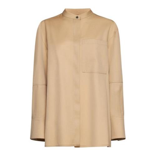 Jil Sander Kamelull Skjorta Krökt Hem Beige, Dam