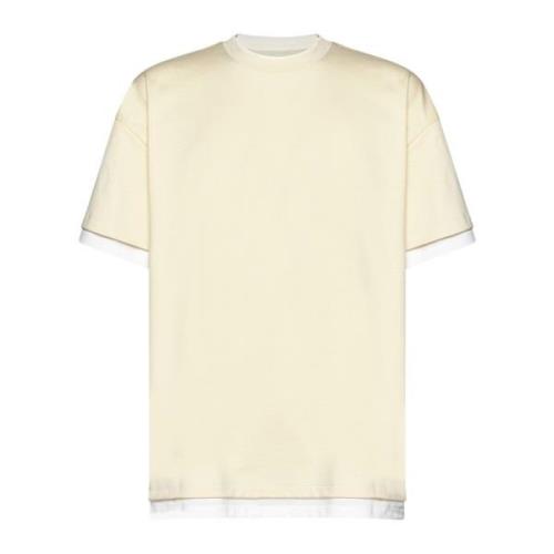 Jil Sander Logo-print Two-tone T-shirt Beige, Herr