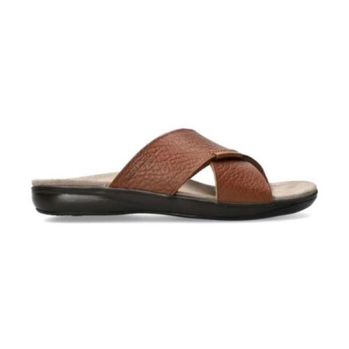 Mephisto Brun Läder Slide Sandal Brown, Herr