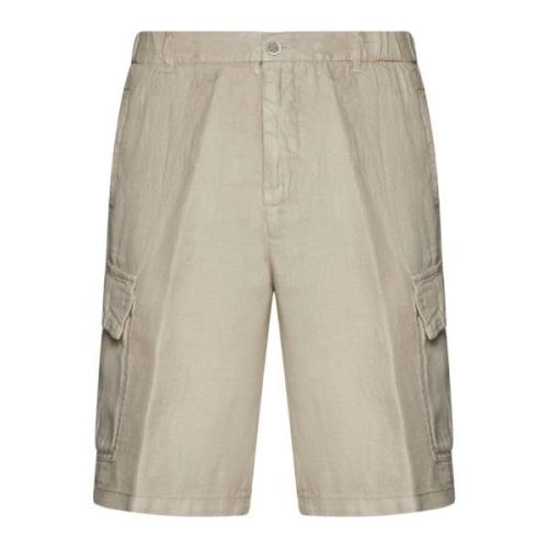 120% Lino Linne Cargoshorts Beige, Herr