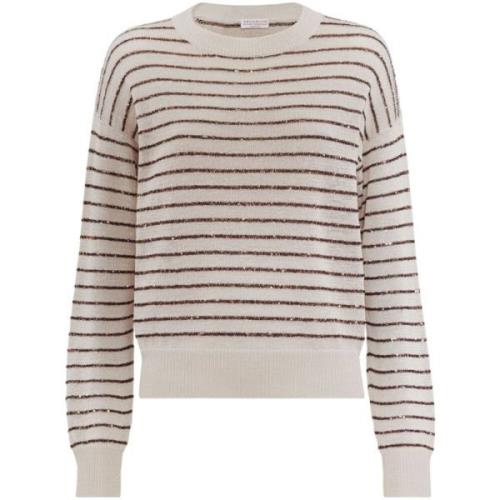 Brunello Cucinelli Beige Sweatshirt Damkläder Ss24 Multicolor, Dam