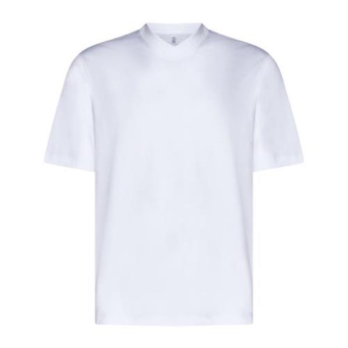 Brunello Cucinelli Vita V-ringade T-shirts och Polos White, Herr