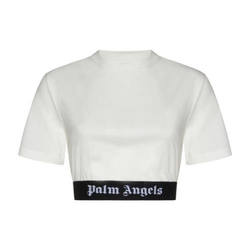 Palm Angels Logo-Jacquard Crew Neck T-shirts White, Dam