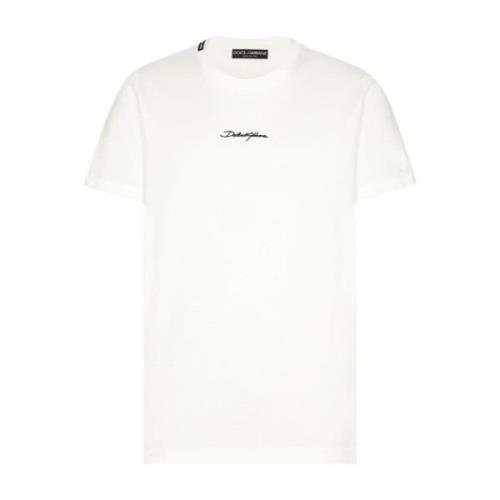 Dolce & Gabbana Vit Bomull T-shirt med Frontlogo White, Herr