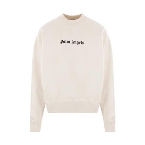 Palm Angels Beige Sweater med Logo Print Beige, Herr