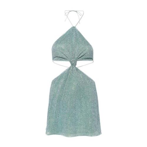 Oseree Grön Aqua Lurex Klänning Green, Dam