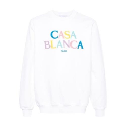 Casablanca Vit Bomullssweatshirt med Broderad Logotyp White, Herr