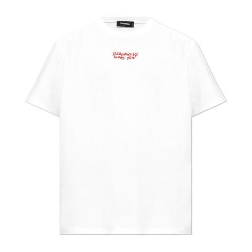 Dsquared2 T-shirt med logotyp White, Herr