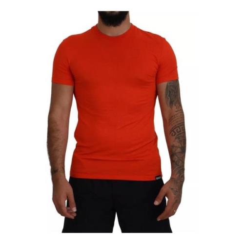 Dsquared2 Orange Crewneck T-shirt Regular Fit Orange, Herr