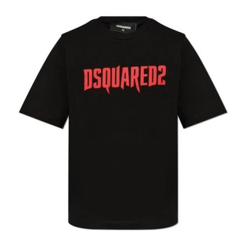 Dsquared2 Tryckt T-shirt Black, Dam