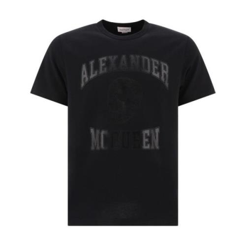 Alexander McQueen Svart T-shirt med Logotyp och Skalle Black, Herr