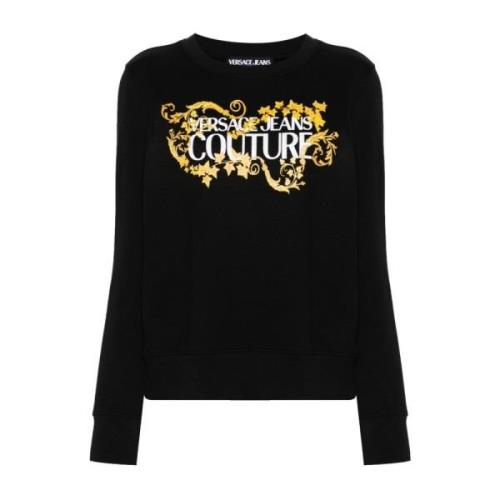 Versace Jeans Couture Barocco Print Crew Neck Sweater Black, Dam