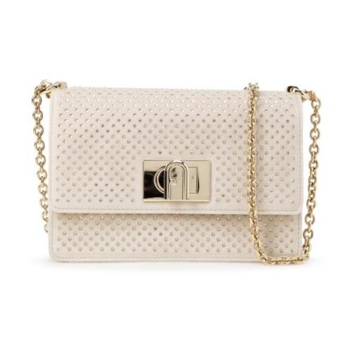 Furla Sammet Mini Väska med Strass Beige, Dam