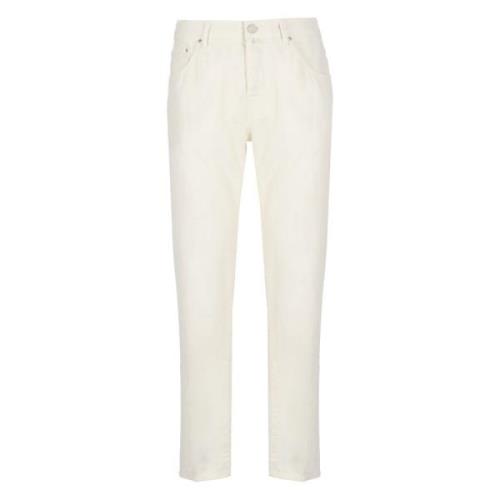 Jacob Cohën Ivory Bomull Linne Jeans med Logo Beige, Herr