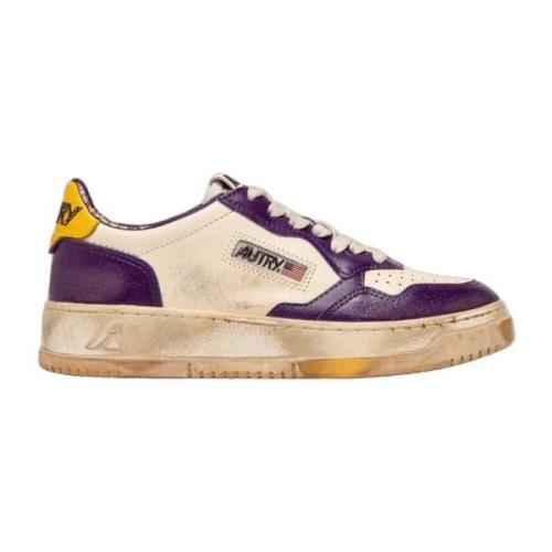 Autry Vintage Blanc Violet Läder Sneakers Multicolor, Herr