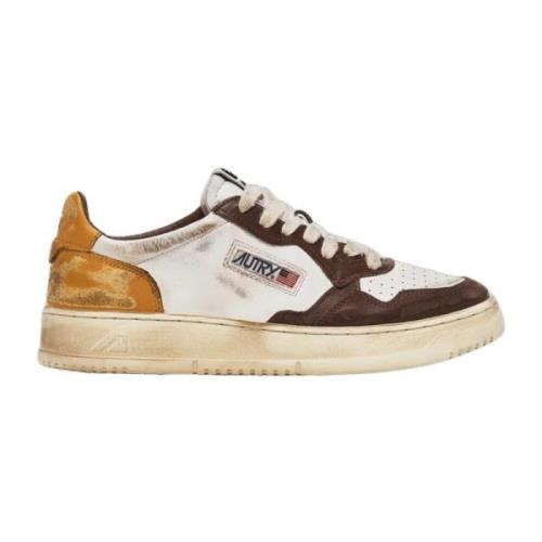 Autry Vintage Läder Sneakers Blanc Marron Miel Multicolor, Herr