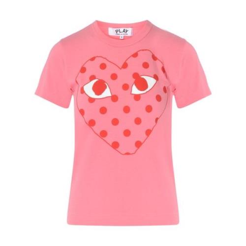 Comme des Garçons Play Rosa T-shirt med rött hjärta Pink, Dam