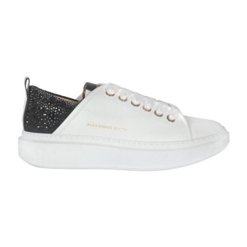 Alexander Smith Lädersneakers med Strass White, Dam