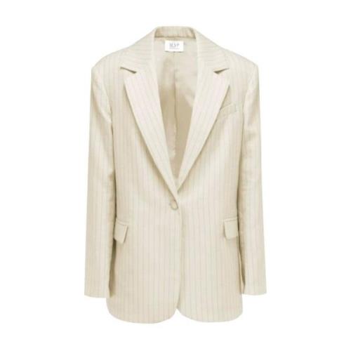 MVP wardrobe Pinstripe Linen Oversize Jacket Beige, Dam
