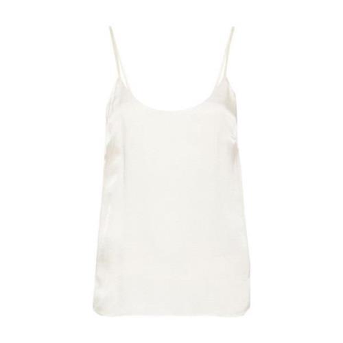 Twinset Satin V-ringad topp med tunna axelband White, Dam