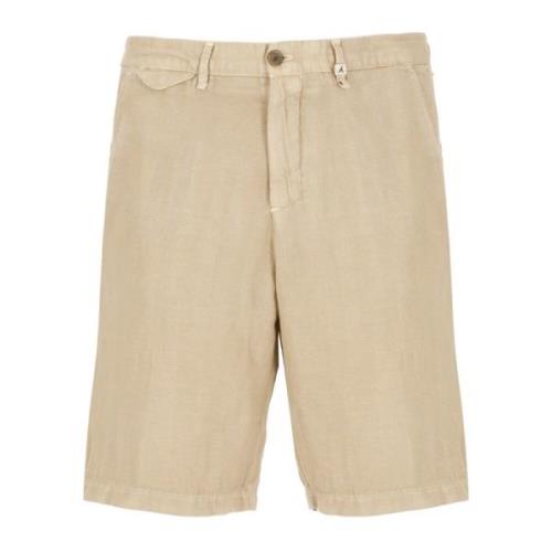 Myths Brun Bomull Linne Bermuda Shorts Beige, Herr