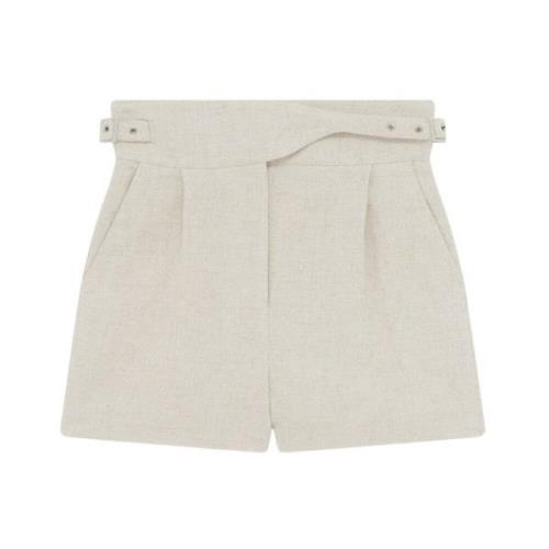 IRO Beige High-waisted Bältes-shorts Beige, Dam