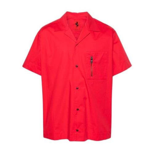 Ferrari Röd Poplin Skjorta med Banddetaljer Red, Herr