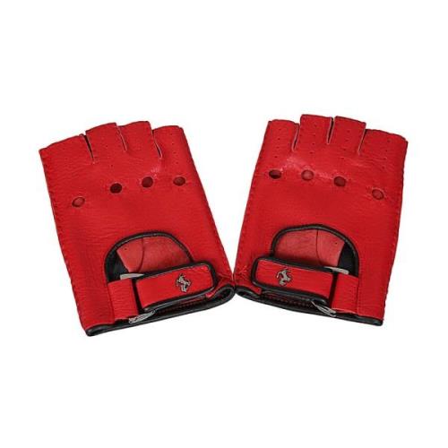 Ferrari Röda Handskar Touch-Strap Fingerless Design Red, Herr