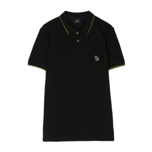 Paul Smith Svart Pikétröja Broderat Motiv Black, Herr