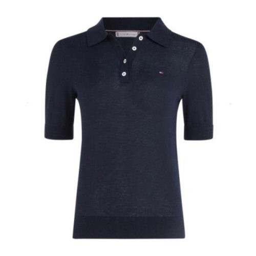 Tommy Hilfiger Ekologisk Bomull Enfärgad Polo Blue, Dam